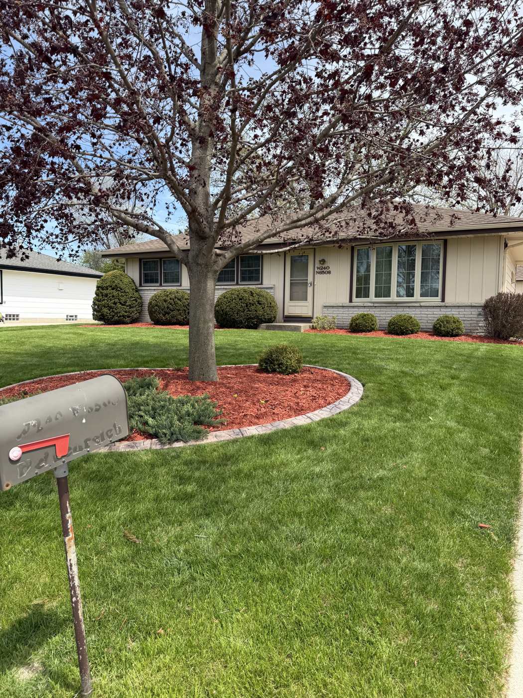 Freshly mulched landscape bed