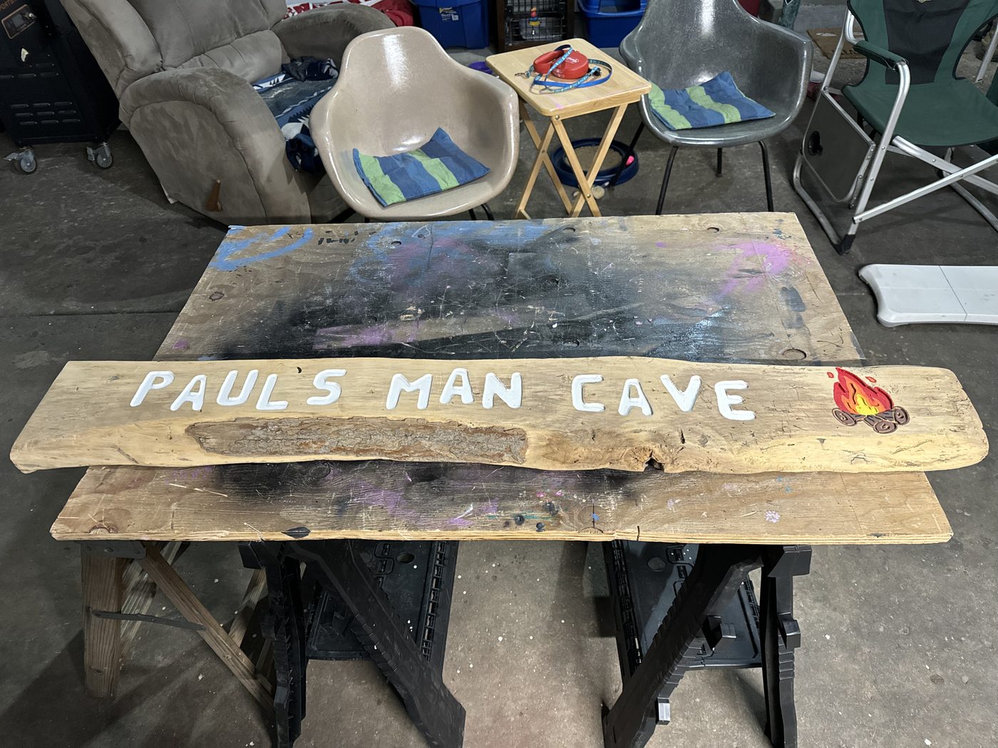 Custom wood plank sign reading Paul's Man Cave